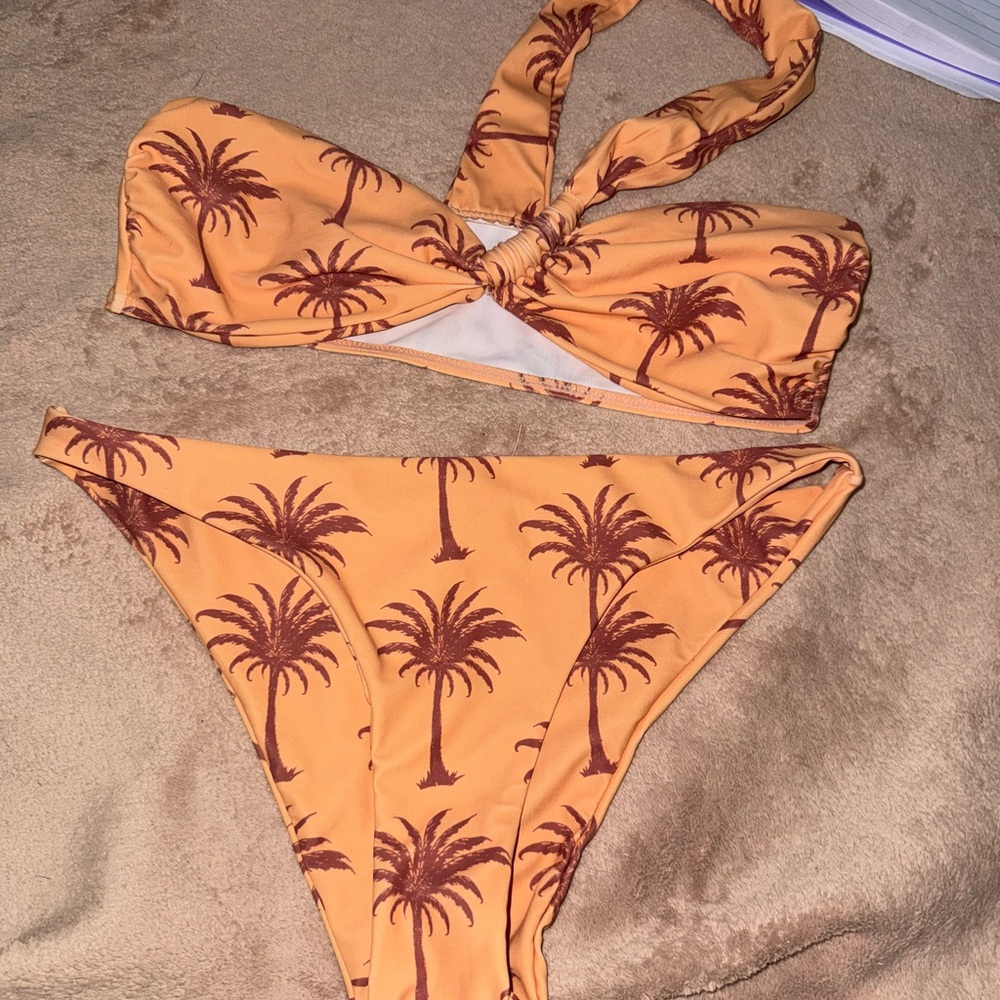 SHEIN Orange Palm Tree Bikini
